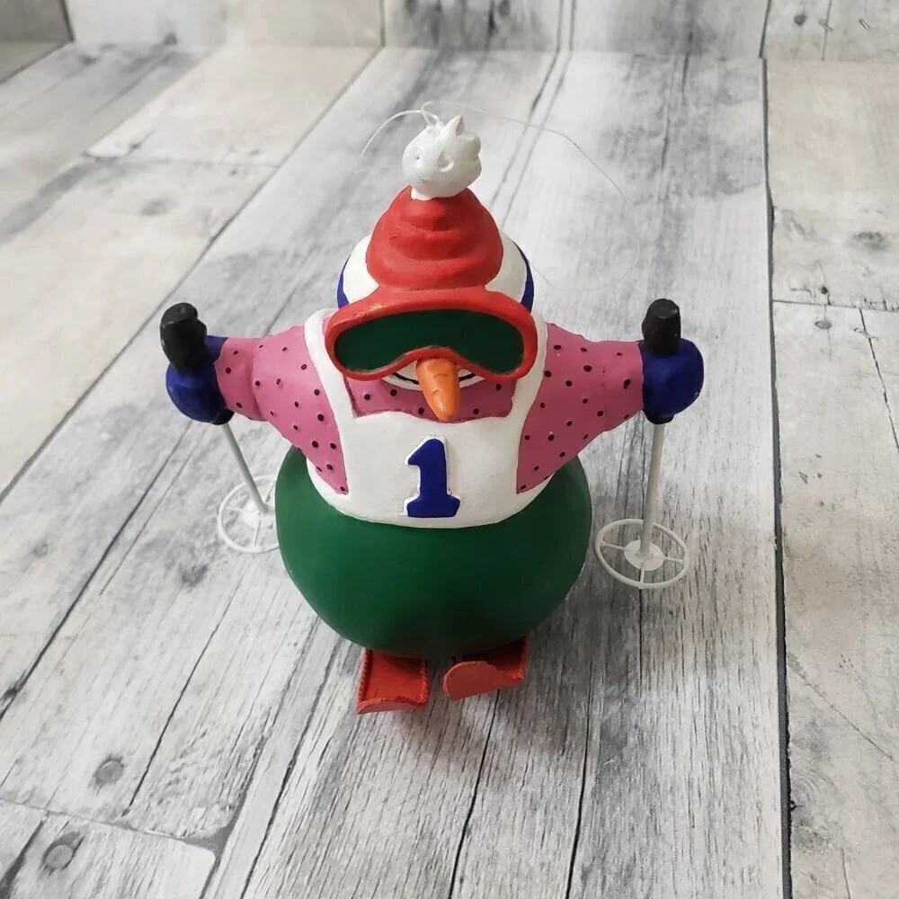 Department 56 Snowman Christmas Ornaments Santa, Mistletoe and Downhill Skier